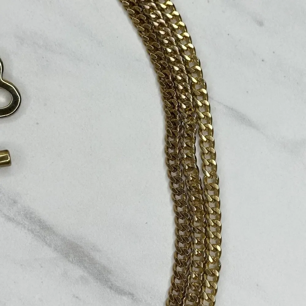 Rhinestone Heart Charm Toggle Gold Chain Belt Large (L/XL) Y2K Statement ✨